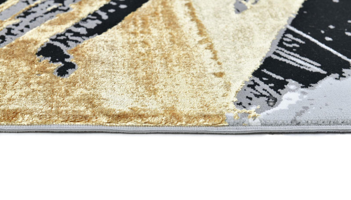 Covor cu design modern TOKYO, Alb/Negru/Auriu