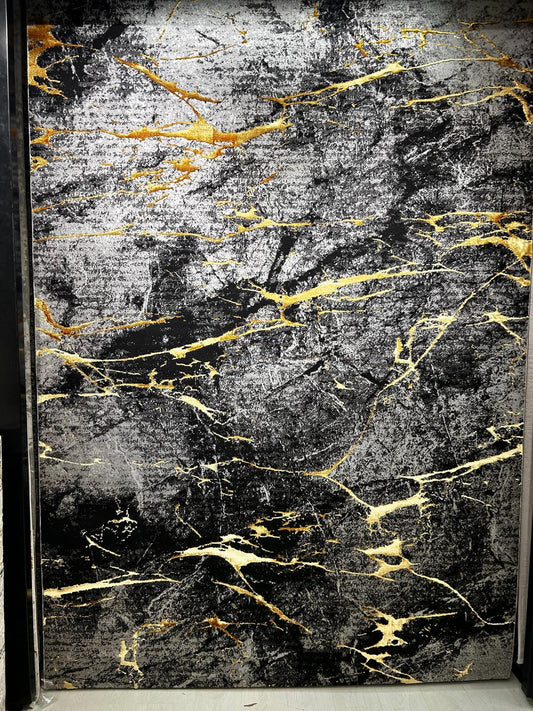 Covor cu design modern TOKYO, Negru/Auriu