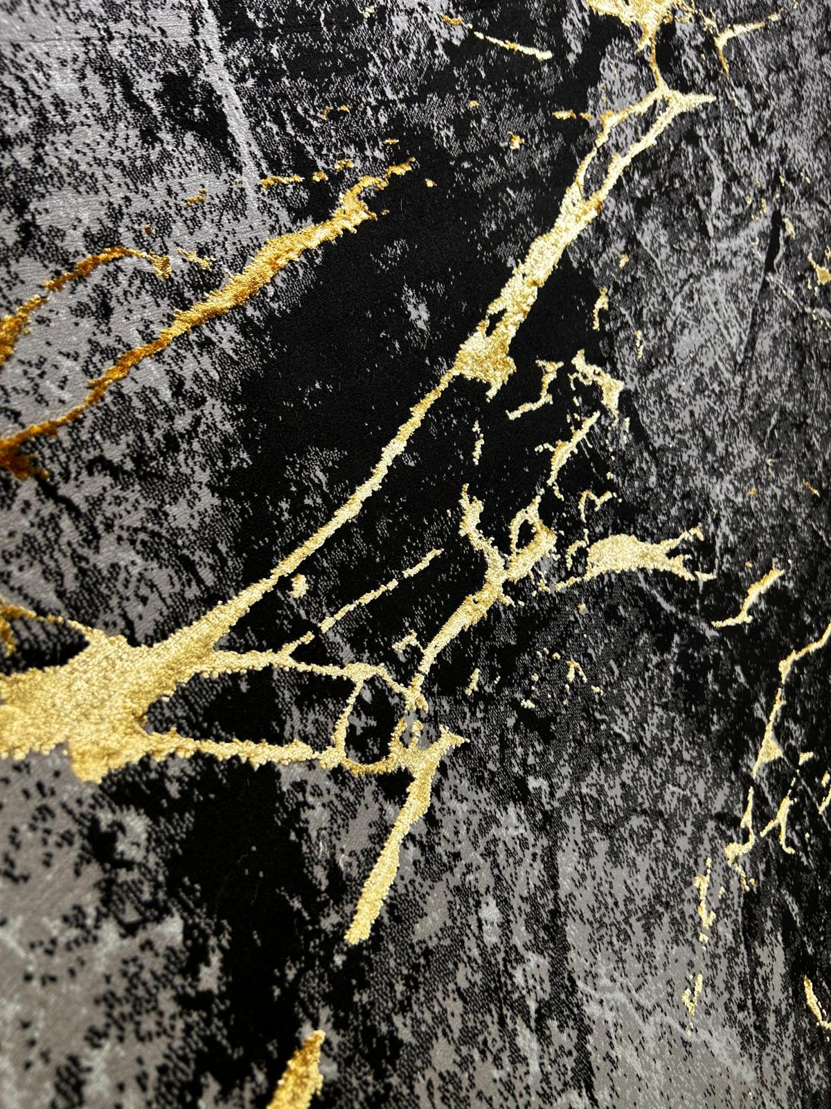 Covor cu design modern TOKYO, Negru/Auriu