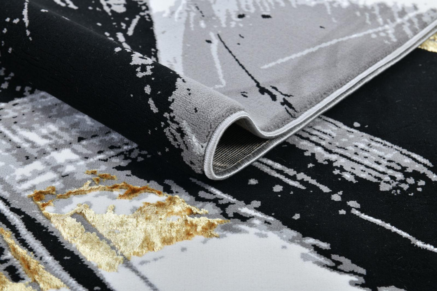 Covor cu design modern TOKYO, Alb/Negru/Auriu