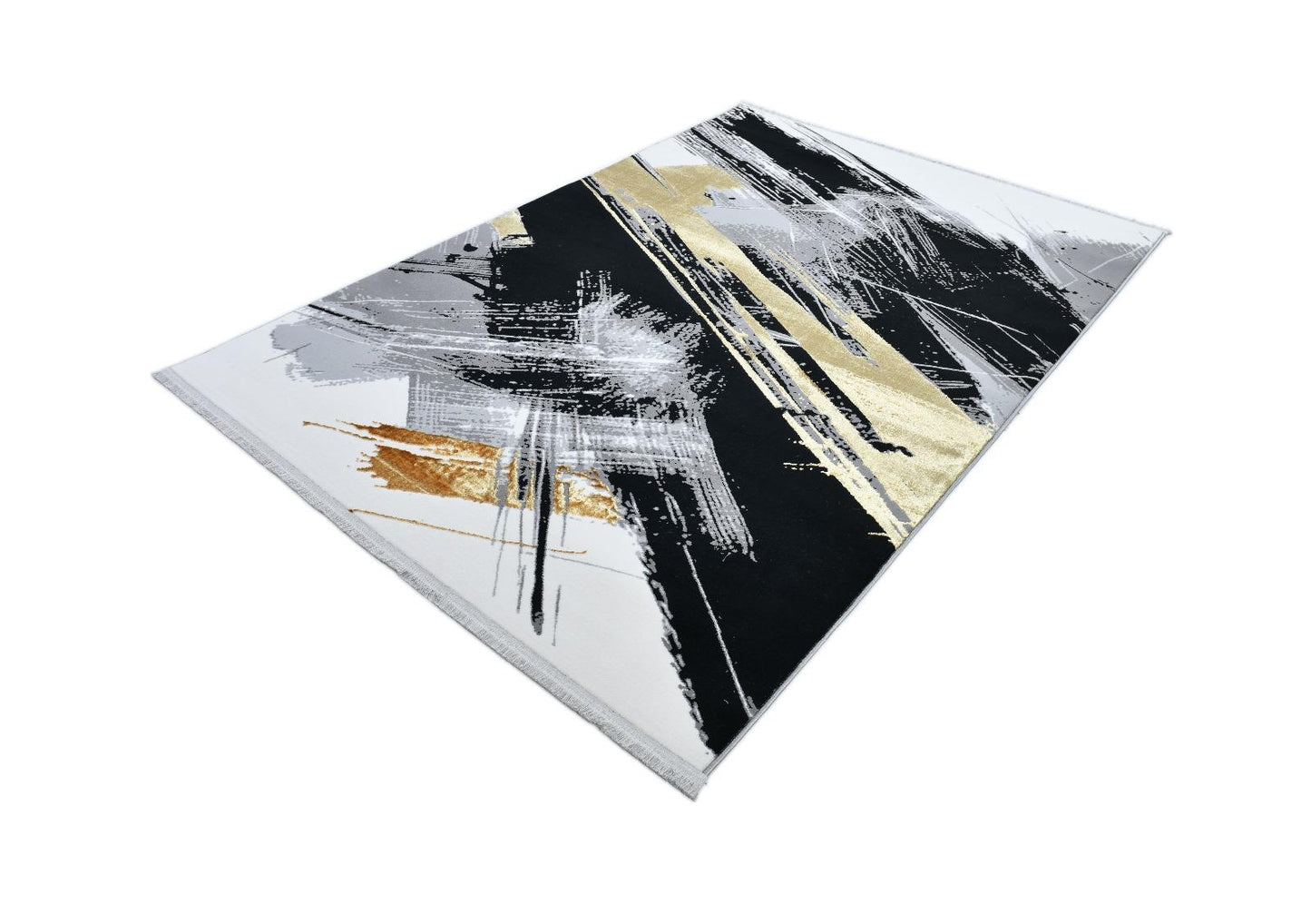 Covor cu design modern TOKYO, Alb/Negru/Auriu