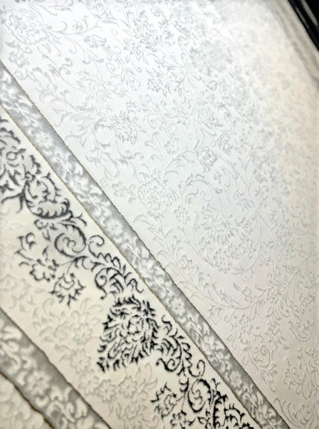 Covor cu design clasic KADIFE, Alb/Gri
